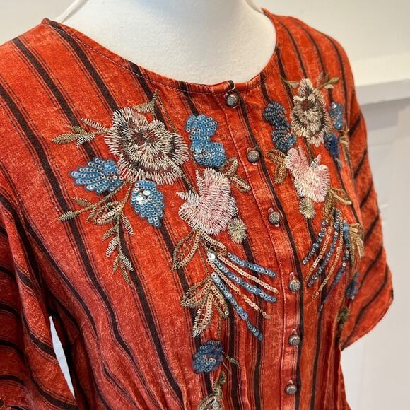 Anthropologie Medium Dress Boho Midi Embroidered Aratta Silent Journey RARE - Picture 11 of 15